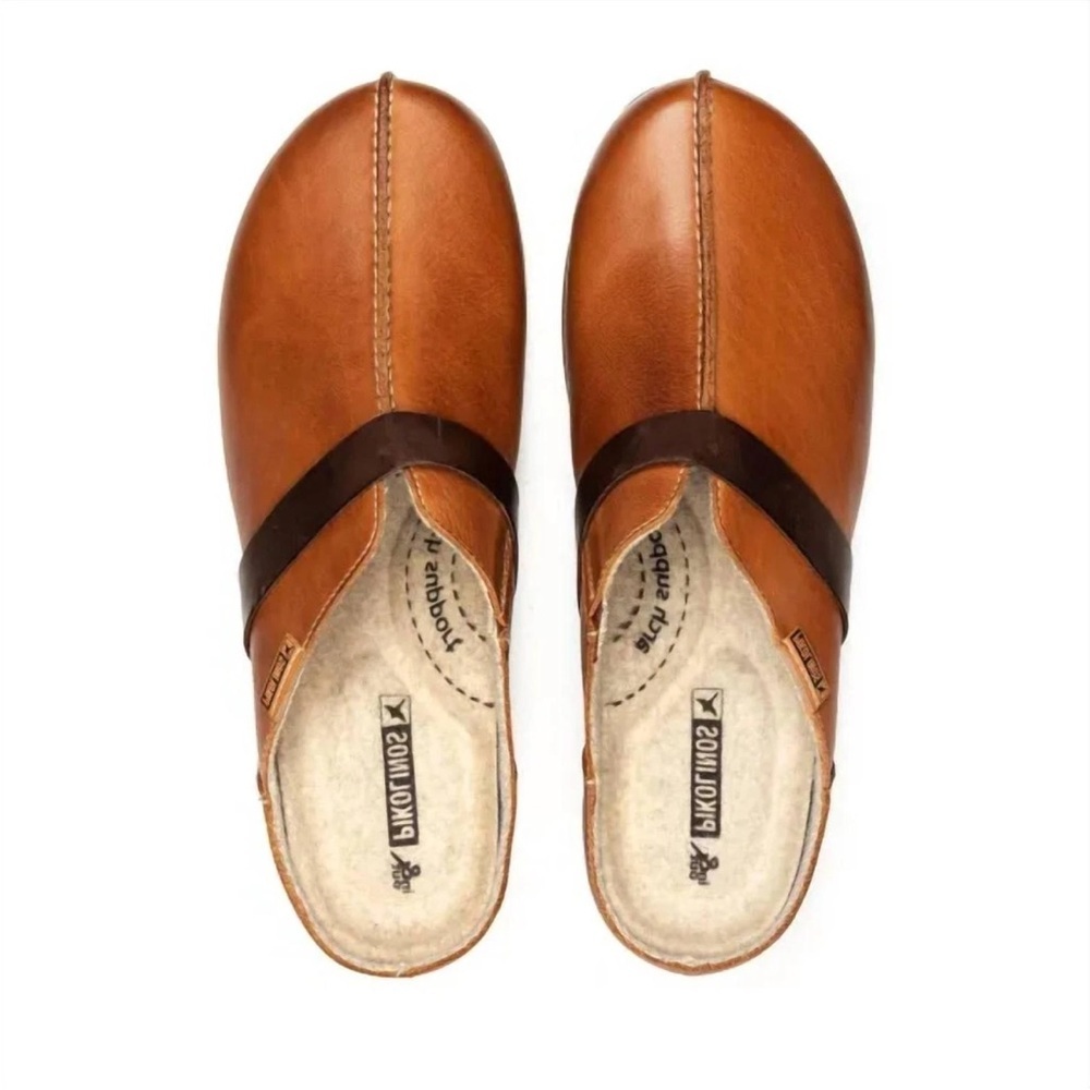 Pikolinos Women’s Granada Leather Clogs Brandy 38 US 7.5-8 Comfort Walking Brown - Picture 4 of 16